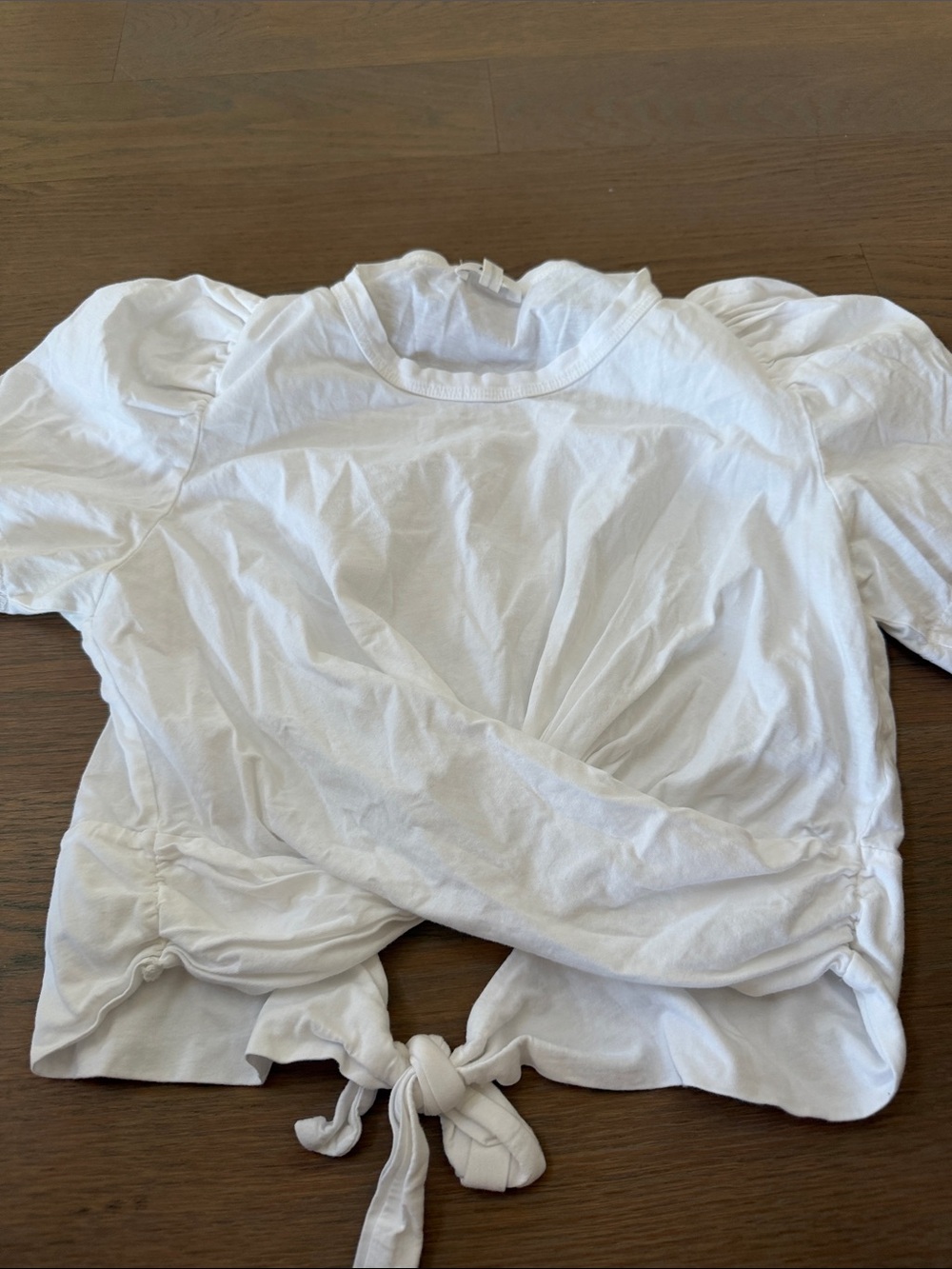ALC White Puff Sleeve Tie-Front Tee